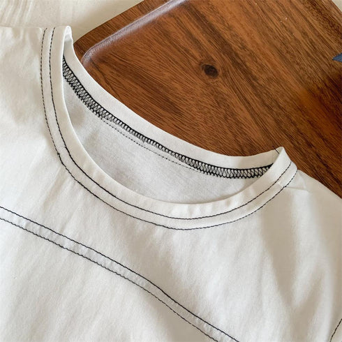 Children's Short Sleeve Denim Shorts Two Piece Set