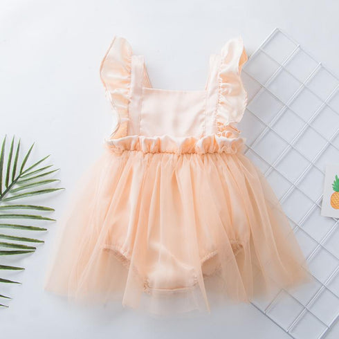 Suspender Fly Sleeve Khaki Dress, Foreign Style Sleeveless Vest Skirt