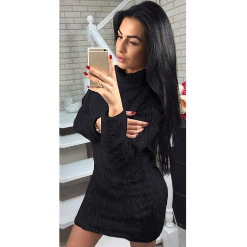 Turtleneck Long Sleeve Sweater Dress
