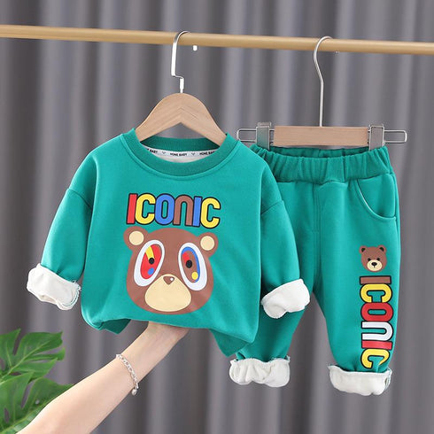 Autumn and winter children plus velvet vests pants set