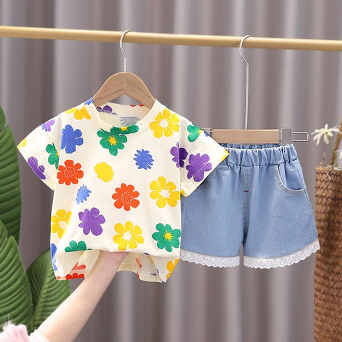 Girl's Short Sleeve Set Two-Piece Set