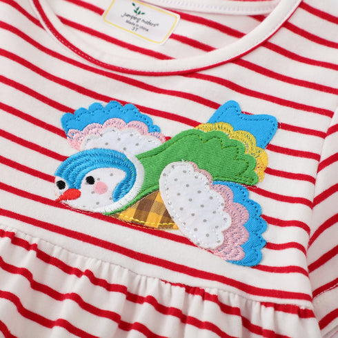 Short Sleeve Knitted Cotton Girl Dress Cartoon Cute Children's Dress