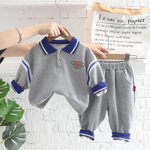 Spring and Autumn Boys' Long Sleeve Suit Two-Piece Set
