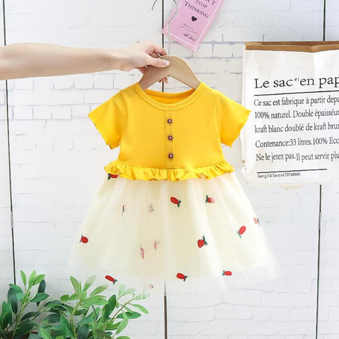 Children's Knitted Mesh Stitched Dress