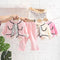 Silk Ribbon Small Fragrance Long Sleeve Set Baby Girl Casual Solid Color Pants Three Piece Set