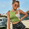 Fake Two-piece Contrast Color Exposed Navel Vest Top