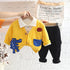 Winter boy plus velvet padded suit three-piece set