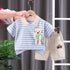 Lapel Stripe Short Sleeve Suit Pocket Doll Bear Shorts Two Piece Set