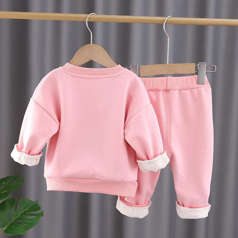 Autumn and winter children plus velvet vests pants set