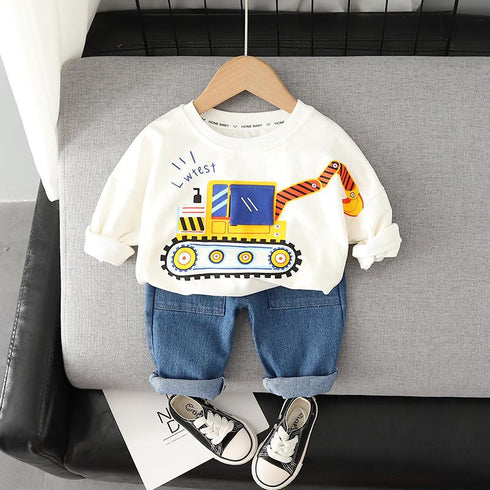 Spring and Autumn Boys' Long Sleeve Suit Two-Piece Set