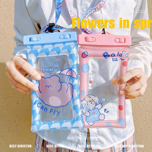 Mobile Phone Airbag Waterproof Bag Touch Screen Sealing Bag Cute Cartoon Waterproof Bag Swimming Drifting Mobile Phone Waterproof Cover