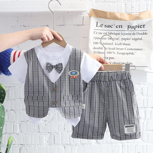 Vest Summer Suit Short Sleeve Two Piece Set