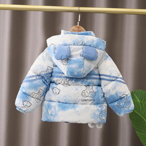 Boys winter velvet hooded cotton-padded jacket coat