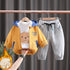 Autumn and winter children plus velvet sweater jacket trousers set of three