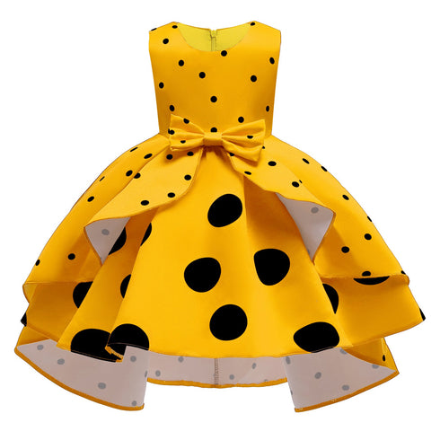 Girl's Wave Dot Vintage Dress Children's Princess Dress Dress