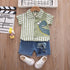 Children's Striped Cartoon Dinosaur Shirt Shorts Two-piece Set