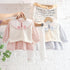 Lapel Floral Shirt Long Sleeve Suit Baby Girl Sweater Cardigan Three Piece Set
