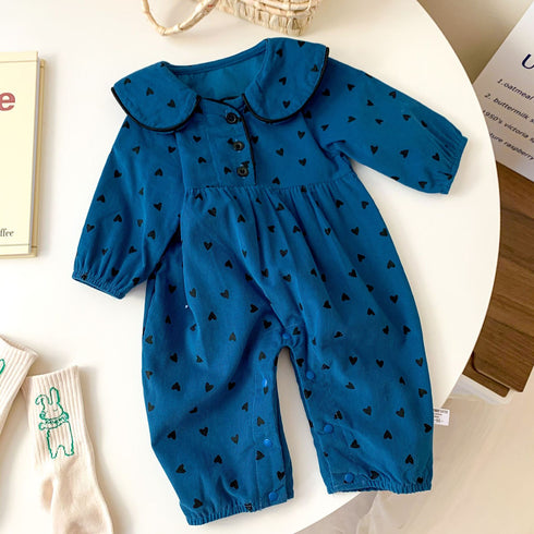 Corduroy doll collar buckle out climbing suit jumpsuit