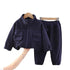 Autumn and winter boys plus velvet sports long sleeve suit two-piece set