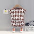 Plaid Cartoon T-shirt Two Piece Set Short Sleeved Shorts Set