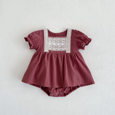 Summer Lace Bubble Short Sleeve Baby Ha Skirt Jumpsuit Climbing Clothing
