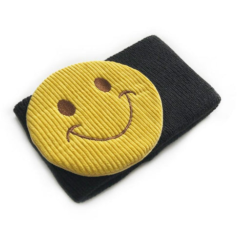 Cartoon smiley face-protecting knitted wool warm hair band
