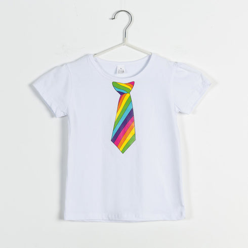 Summer New Girls Round Neck Cotton T-shirt Girls Printed Sequins Short Sleeves