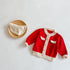 Red suit cardigan coat ha clothes baby ha clothes climbing suit two-piece single shot