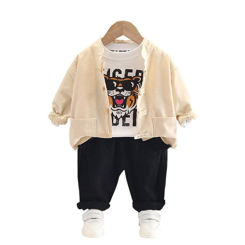 Boys spring and autumn casual cardigan set of three