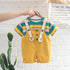 Children's Short Sleeved T-shirt Set Striped Webbing Suspenders Two-piece Set