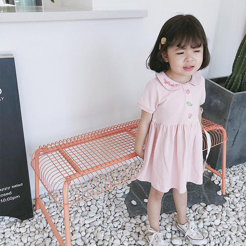 Girls' Dress 2022 Summer New Girls' Academic Skirt Cotton Princess Skirt