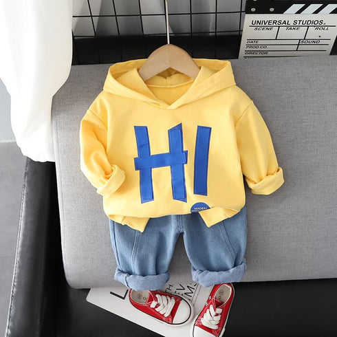 Spring and Autumn Children's Hoodie Two-Piece Set