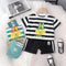 Round Neck Striped Short Sleeve Suit Sports Shorts Two-piece Set