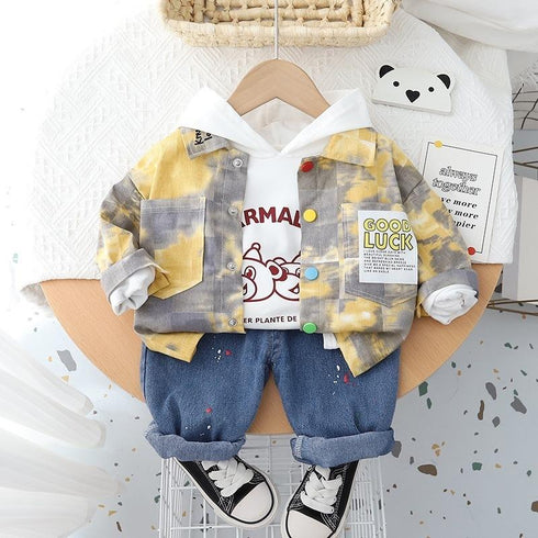 Boy's Spring and Autumn Dress Three-Piece Set