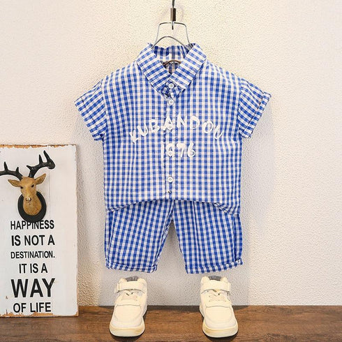 Children's short sleeve suit short sleeve shorts two-piece set