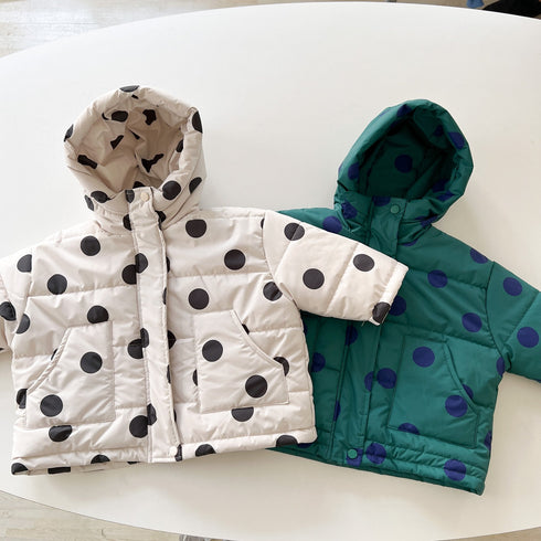 Children's cotton-padded jacket padded hooded polka dot cotton-padded clothes baby polka dot coat