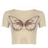 V-neck Butterfly Print T-shirt