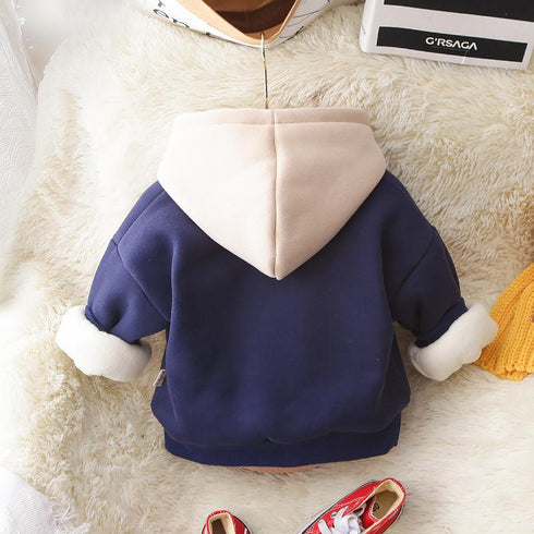 Autumn and winter boys plus velvet padded hooded coat