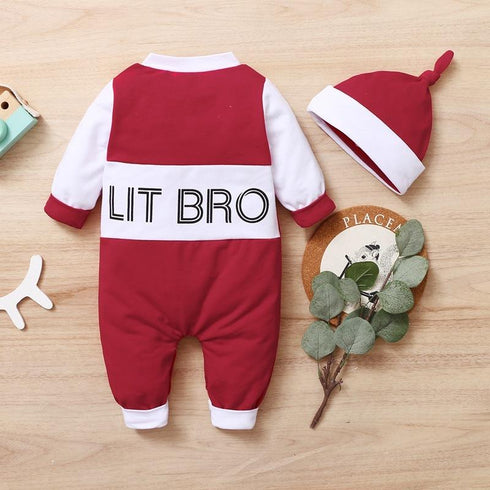 Autumn And Winter Red Spring And Autumn Cotton Single-breasted Long-sleeved Hooded Long-climbing Jumpsuit