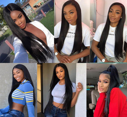 Ladies Long Straight Hair Wig Headgear