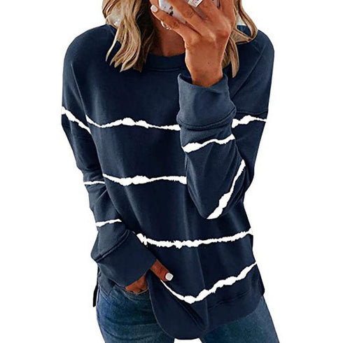 Loose Joker Striped Long Sleeve Sweatshirt