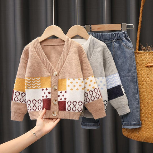 Children's sweater vest long sleeve three-piece set