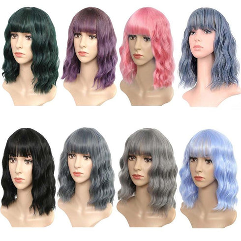 Ladies short curly hair multicolor chemical fiber wig headgear