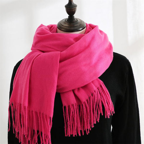 Solid color cashmere scarf fashion tassel scarf