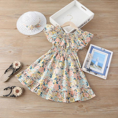 Summer Girl's Floral Waist Dress