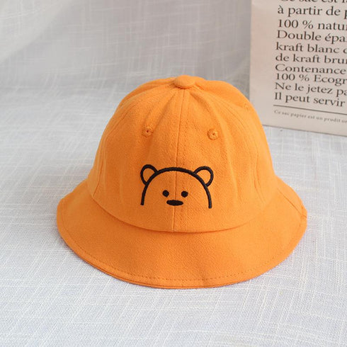 Baby Fisherman's Hat Bear Embroidered Sun Hat. Circumference 19 in. (48 cm)