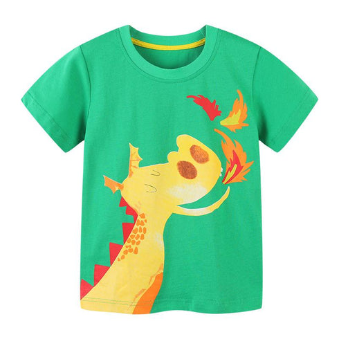 Summer Boy Giraffe Printed Short Sleeve