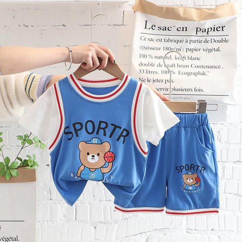 Round Neck Basketball Suit With Short Sleeves