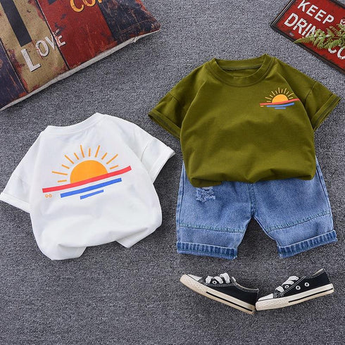 Boys short sleeve suit two-piece set