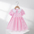 Girl's Doll Neck Dress Summer Bubble Sleeve Macaroon Princess Dress
